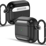 Minesk Airpods 3. Nesil (2021) ile Uyumlu Silikon Kılıf Fiber Karbon Görünüm Premium Airpods Kılıfı (Siyah)