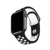 Minesk Apple Watch Delikli Silikon 38-40 mm Beyaz - Siyah Kordon Kayış