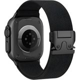 Minesk Apple Watch ile Uyumlu Elastik Spor Bileklik 49mm 46mm 45mm 44mm 42mm için Ayarlanabilir Paraşüt Tokalı Naylon Kumaş Kordon Kayış (Siyah)