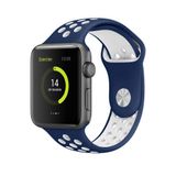 Minesk Apple Watch Seri 1/2/3/4/5/6/7/8/se İle Uyumlu Delikli Silikon Kordon Kayış 38-40-41 mm (Lacivert - Beyaz)