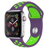 Minesk Apple Watch Seri 1/2/3/4/5/6/7/8/se İle Uyumlu Delikli Silikon Kordon Kayış 38-40-41 mm (Mor - Yeşil)