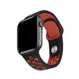 Minesk Apple Watch Seri 1/2/3/4/5/6/7/se Delikli Silikon Kordon Kayış 38-40-41 mm (Siyah - Kırmızı)
