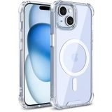 Minesk iPhone 13-14 için MagShield Serisi MagSafe ile Uyumlu Köşe Korumalı Şeffaf Hybrid Kılıf Ultra Güçlü Manyetik Çember ve Kristal Berraklığında Materyal Premium Kalite Kılıf (13-14)