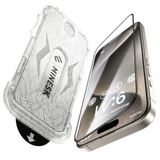 Minesk iPhone 14 Pro ile Uyumlu Hizalama Aparatlı ve Takılırken Camın Altında Kesinlikle Toz Bırakmayan Darbelere Karşı Ekstra Güçlü HD Ekran Koruyucu Cam (Kolay Kurulum, 14 PRO)