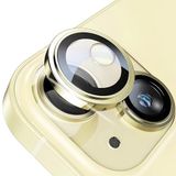 Minesk İphone 15-15 Plus ile Uyumlu Safir Kamera Lens Koruyucu Kolay Kurulum Kitli Çizilmez Safir Cam ve Titanyum Alaşım Çerçeve (Sarı, Safir Cam)
