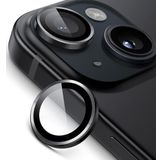 Minesk İphone 15-15 Plus ile Uyumlu Temperli Cam Kamera Lens Koruyucu Alüminyum Alaşım Çerçeveli ve 9H Sertliğinde Lens Koruma (Siyah, Temperli Cam)