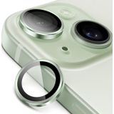 Minesk İphone 15-15 Plus ile Uyumlu Temperli Cam Kamera Lens Koruyucu Alüminyum Alaşım Çerçeveli ve 9H Sertliğinde Lens Koruma (Yeşil, Temperli Cam)
