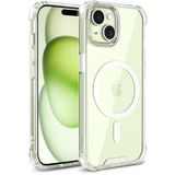 Minesk iPhone 15 Plus/14 Plus için MagShield Serisi MagSafe ile Uyumlu Köşe Korumalı Şeffaf Hybrid Kılıf Ultra Güçlü Manyetik Çember ve Kristal Berraklığında Materyal Premium Kılıf (15 Plus-14 Plus)