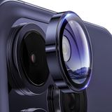 Minesk iPhone 15 Pro - 15 Pro Max / 14Pro - 14ProMax Modellerinin Tümüne Uyumlu Alüminyum Alaşım Çerçeveli ve 9H Sertliğinde Temperli Camlı Lens Koruyucu (Safir Mor)