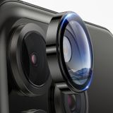 Minesk iPhone 15 Pro - 15 Pro Max / 14Pro - 14ProMax Modellerinin Tümüne Uyumlu Alüminyum Alaşım Çerçeveli ve 9H Sertliğinde Temperli Camlı Lens Koruyucu (Safir Siyah)
