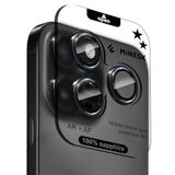Minesk iPhone 15 Pro / 15 Pro Max ile Uyumlu Orijinal Safir Cam (%99.9 Saflıkta Gerçek Safir) Cihazın Kendi Lensleri ile Aynı Materyal Lens Koruyucu Kamera Camı (Siyah)