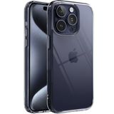 Minesk iPhone 15 Pro ile Uyumlu Crystal Clear (Ultra Şeffaf Silikon) Kılıf Arkası Sert Polikarbonat Kenarları Yumuşak TPU Darbe Emici iç Hava Yastığı Destekli Kapak (15 Pro)