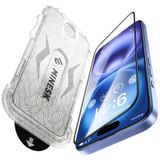 Minesk iPhone 15 ve 16 ile Uyumlu Hizalama Aparatlı ve Takılırken Camın Altında Kesinlikle Toz Bırakmayan Darbelere Karşı Ekstra Güçlü HD Ekran Koruyucu Cam (Kolay Kurulum, 15-16)