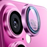 Minesk iPhone 16 ve 16 Plus ile Uyumlu Alüminyum Alaşım Çerçeveli ve 9H Sertliğinde Temperli Camlı Lens Koruyucu (Pembe, Sapphire Glass)