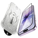 Minesk iPhone 17-16 PRO ile Uyumlu Hizalama Aparatlı ve Takılırken Camın Altında Kesinlikle Toz Bırakmayan Darbelere Karşı Ekstra Güçlü HD Ekran Koruyucu Cam (Kolay Kurulum, 17-16 PRO)