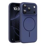 Minesk iPhone 17 için Güçlü Magsafe ile Uyumlu Kılıf Metal Tuşlu Çizilmelere ve Soyulmalara Karşı Dayanıklı Materyal, Konforlu Tutuş Sağlayan Dokulu Kenarlara Sahip Koruyucu (Lacivert, 17)