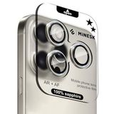 Minesk iPhone 17 Pro / 17 Pro Max / 16 Pro / 16 Pro Max ile Uyumlu%100 Orijinal Gerçek Safir Cam Cihazın Kendi Lensleri ile Aynı Kalitede Lens Koruyucu Kamera Camı (Titanyum)