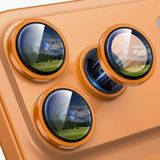 Minesk iPhone 17 Pro-17 Pro Max ile Uyumlu Alüminyum Alaşım Çerçeveli ve 9H Sertliğinde Temperli Camlı Lens Koruyucu (Kozmik Turuncu, Lens Glass)