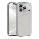 Minesk iPhone 17 Pro için Güçlü Magsafe ile Uyumlu Kılıf Metal Tuşlu Çizilmelere ve Soyulmalara Karşı Dayanıklı Materyal, Konforlu Tutuş Sağlayan Dokulu Kenarlara Sahip Koruyucu (Gri, 17 Pro)