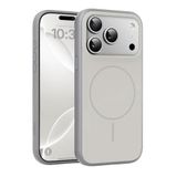 Minesk iPhone 17 Pro Max için Magsafe ile Uyumlu Kılıf Metal Tuşlu Çizilmelere ve Soyulmalara Karşı Dayanıklı Materyal, Konforlu Tutuş Sağlayan Dokulu Kenarlara Sahip Koruyucu (Gri, 17 Pro Max)