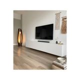 minezza mobilya Modern 4 Kapaklı Lumina TV Ünitesi 240x30x40 cm - Kulpsuz Askılı Konsol & TV Sehpası Beyaz
