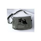 Minga London Haki Tablet Cat Baskılı Okul , Kurs , Dershane Postacı Çantası -Mingalondon