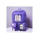 Minga London Kawaii Kore Tarzı Peluş Ve BESLENME HEDİYELİ ve (Rozetsiz ) Okul Sırt Çantası MOR -Minga London