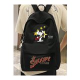 Minga London Siyah Snoopy Star Alt Üst Baskılı Okul, Dershane, Kurs Baskılı Sırt Çantası -Minga London