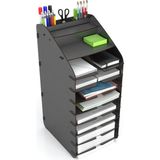 Mingitav A4 Siyah Masaüstü Organizer Evrak Rafı 26x32x58 cm 9 Katlı Düzenleyici