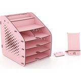 Mingitav Design Otto Fx Large Hexa 6 Renk A4 Evrak Rafı Masaüstü Organizer Pembe