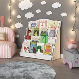 Mingitav Lucky Montessori Ahşap Çocuk Odası 4 Raflı Kitaplık - Beyaz