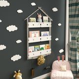 Mingitav Maison Çatılı Askılı Ahşap Eğitici Montessori Çocuk Odası Kitaplık - Beyaz