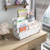 Mingitav Mini Lucky 4 Raflı Ahşap Masaüstü Mini Kitaplık Montessori Çocuk Kitaplığı Çocuk Odası Kitaplık - Beyaz