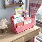 Mingitav Mini Lucky 4 Raflı Ahşap Masaüstü Mini Kitaplık Montessori Çocuk Kitaplığı Çocuk Odası Kitaplık - Pembe