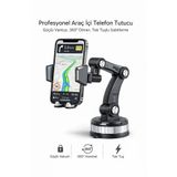 MİNGODAN Araç İçi Telefon Tutucu, 4.7-6.5 inç Uyumlu, Siyah, Vantuzlu, 360 Derece Dönebilen, Plastik