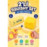 MİNGODAN Butter Tereyağı & Cheese Peynir Squishy 2'li Paket – Slow Rising Sıkılabilir Stres Oyuncağı, Duyusal Fidget Oyuncak