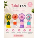 MİNGODAN Sb Şarjlı Mini Fan 3 Kademeli Taşınabilir El Fanı Masaüstü Fan Sessiz Çalışan Çiçek Tasarımlı Vantilatör 15 cm - Çok Renkli