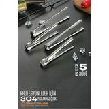 Mini 12.5 Cm Buz Maşası - Şeker Limon Maşası Kokteyl Servis Maşası 5 Li Paket 304 Paslanmaz Çelik 721753