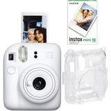 Mini 12 Beyaz Fotoğraf Makinesi-10'lu Film ve Şeffaf Kılıf Seti - Açık Bej