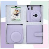 Mini 12 Fotoğraf Makinesi 10'lu Film Kare Albüm ve Deri Kılıf Bundle Box (Lila)