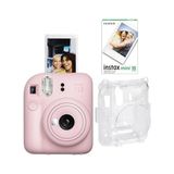 Mini 12 Pembe Fotoğraf Makinesi-10'lu Film ve Şeffaf Kılıf Seti - Açık Bej