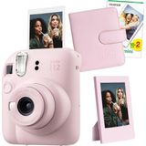 Mini 12 Pembe Fotoğraf Makinesi-20'li Film-Çerçeve ve Kare Albüm Seti - Açık Bej