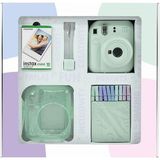 Mini 12 Yeşil Fotoğraf Makinesi 10'lu Film Simli Pleksi Kılıf Mandal ve Kıskaçlı Resim Stand�