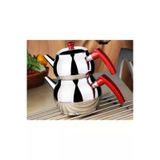 Mini 2Lt Küçük Boy Küre Çelik Çaydanlik Seti - Üst: 0.75Lt - Alt: 1.4Lt (5047)