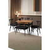 Mini 60 X 100 Milano Mdf Ortadan Açılır Masa 4 Ad Çapraz Sandalye 1 Ad Sırtsız Mini Bench