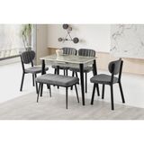 Mini 60 X 100 Milano Mdf Ortadan Açılır Masa 4 Ad Esinti Sandalye 1 Ad Sırtsız Mini Bench