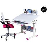 Mini Advanced Çalışma Masası ve Sandalye Takımı, Yükseklik Ayarlı Çalışma Masası, Kız-Erkek Çocuk Beyaz Ders Çalışma Masası - 100x70 - Fuşya