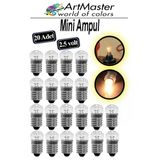 Mini Ampul 2.5 Volt 20 Adet Okul Sınıf Elektrik Devre Küçük Elektrik Deney Ampulü 2.5 Volt Deney Ampulü Küçük Boy