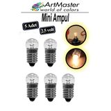 Mini Ampul 2.5 Volt 5 Adet Okul Sınıf Elektrik Devre Küçük Elektrik Deney Ampulü 2.5 Volt Deney Ampulü Küçük Boy