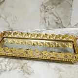 Mini Aynali Sunum Tepsisi 12X24 Cm Gold Renk